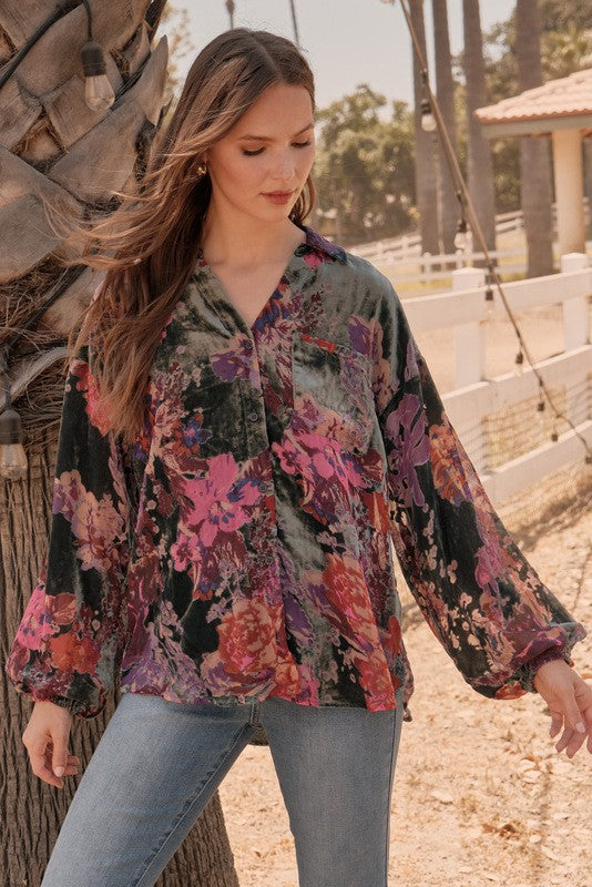 Velvet Print Top