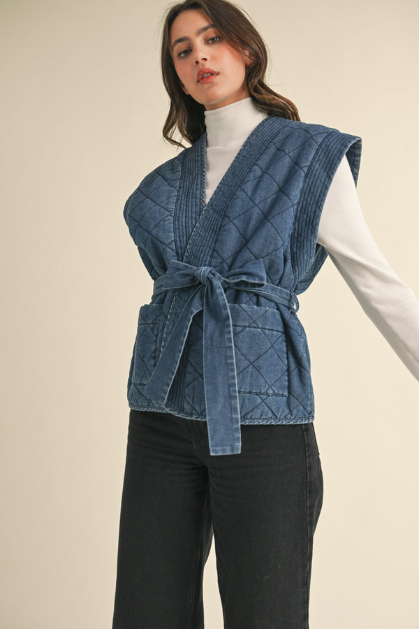 Quilted Denim Vest