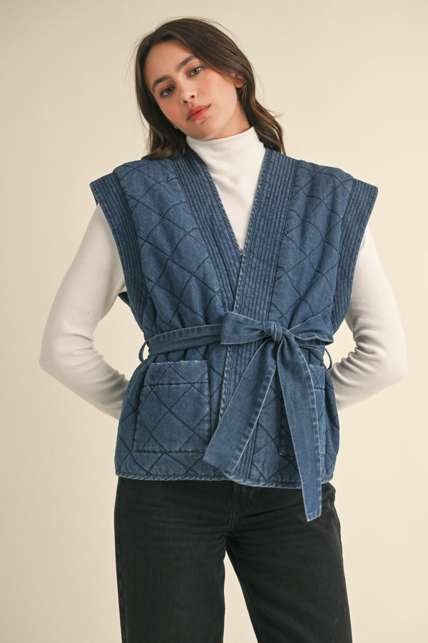 Quilted Denim Vest