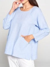 Summer Linen Top with 2 Front Pockets