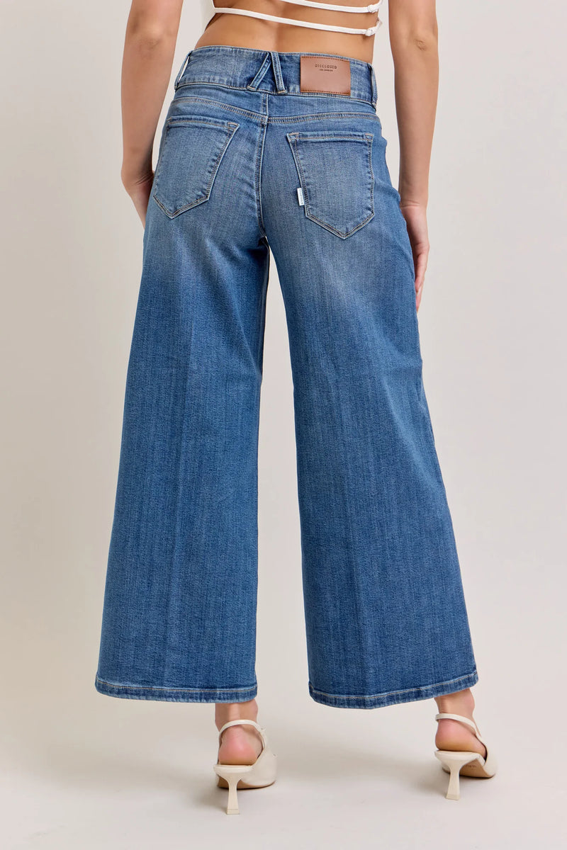 2 Button Wide Leg Crop Jean