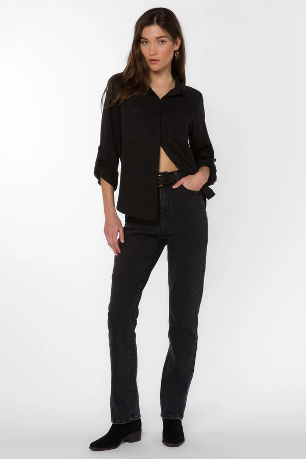 Riley Roll Tab Shirt Black