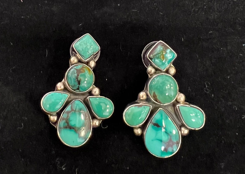 Turquoise Set in Fleur De Lis Earring