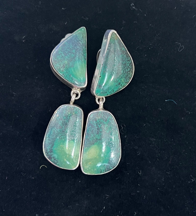 Green Turquoise Earring in Sterling Silver