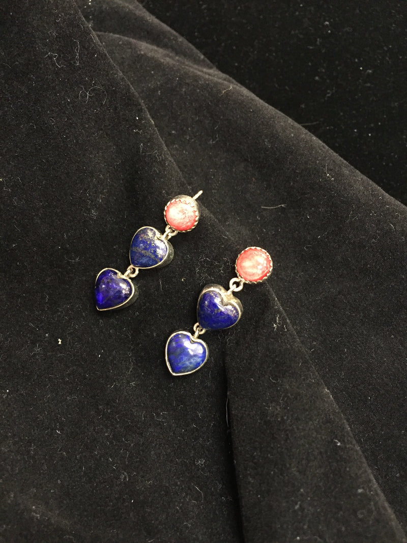 Spiny Oyster and Lapis Earring