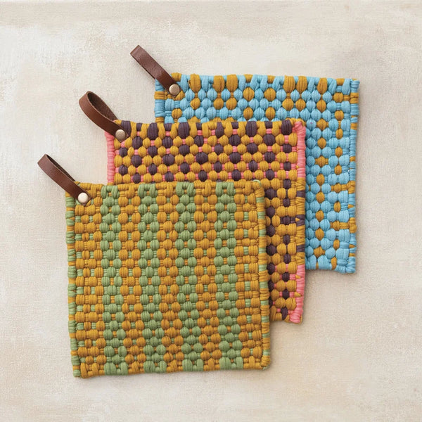 SQ COTTON CROCHET POT HOLDERS MULTI COLOR