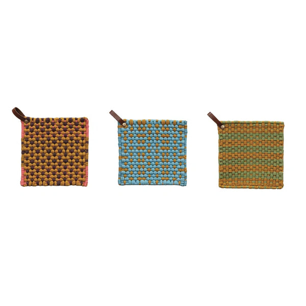 SQ COTTON CROCHET POT HOLDERS MULTI COLOR