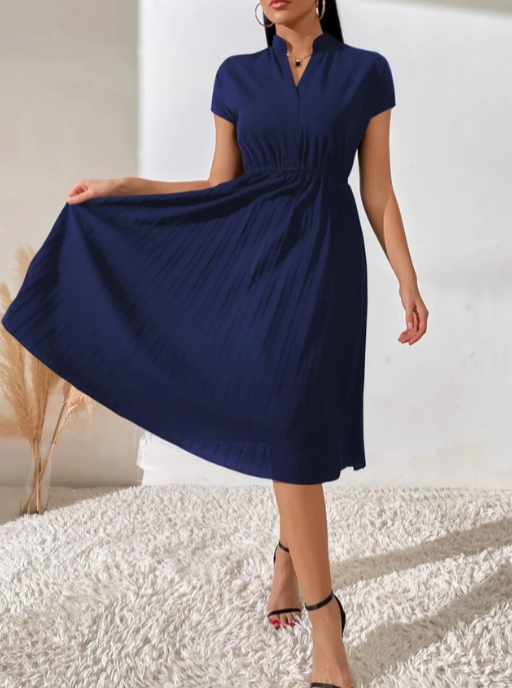 S/S Belted Pleated Dress