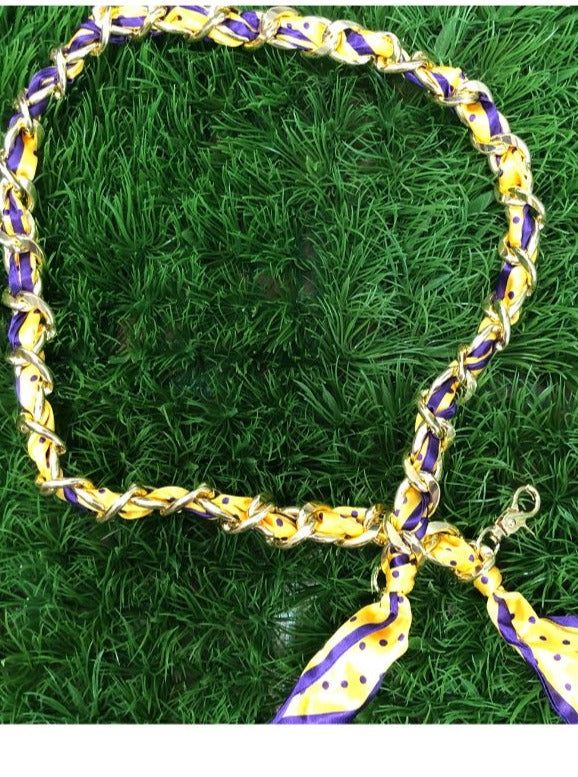 Purple/Gold Scarf Chain Purse Strap