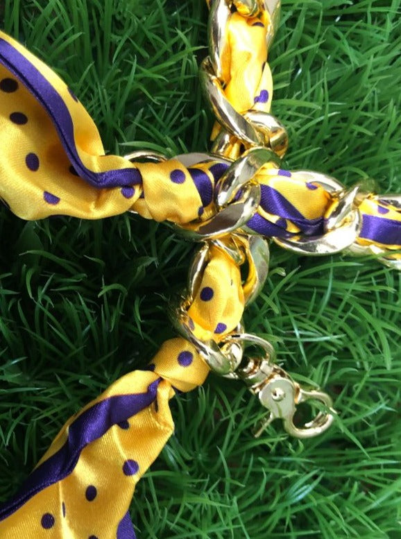Purple/Gold Scarf Chain Purse Strap