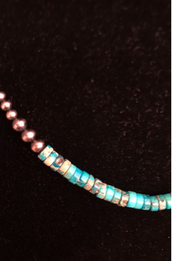 Graduated Navaho Pearl and Turquoise Necklace