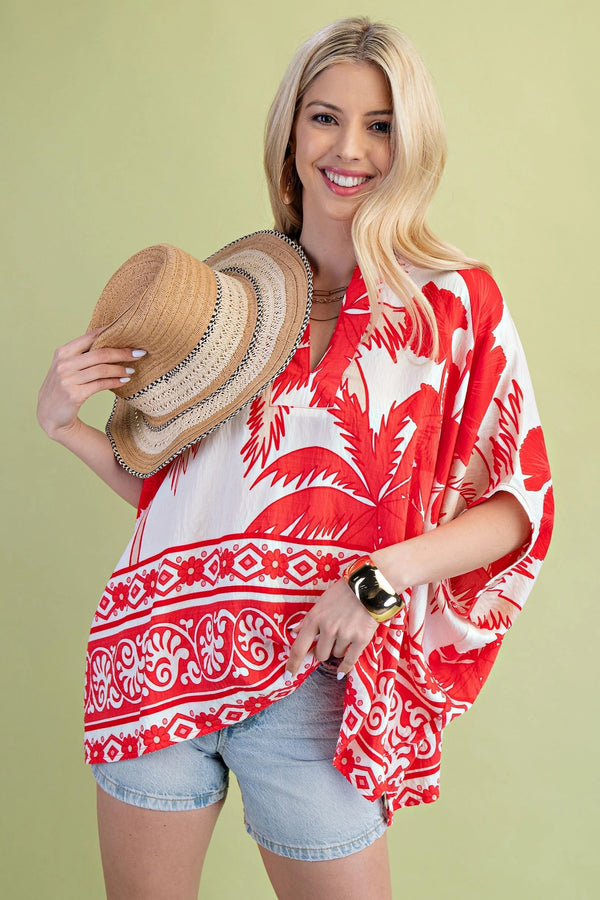 Sunset Palm Top Red