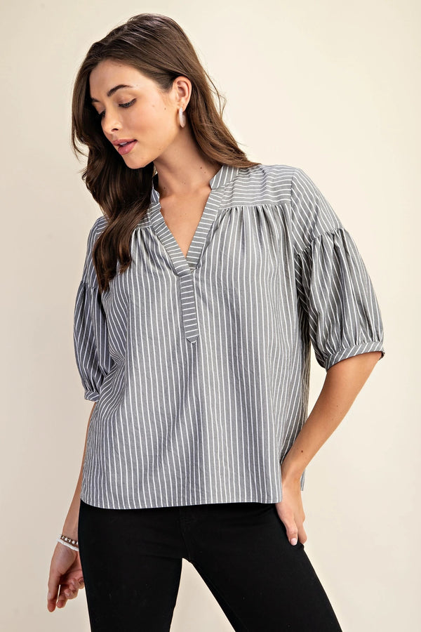 Bellamie Top Grey Stripe