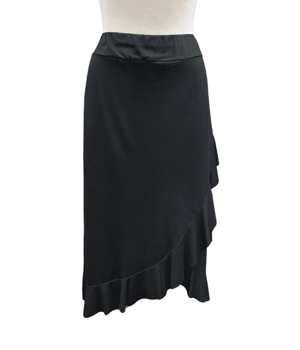 Asymmetric Ruffle Hem Faux Wrap Skirt