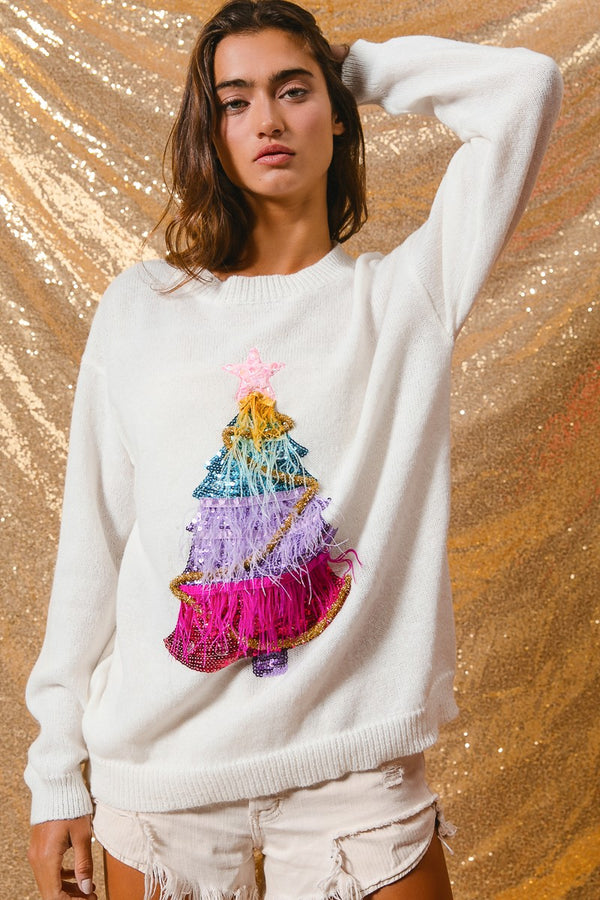 Christmas Tree Sweater Ivory
