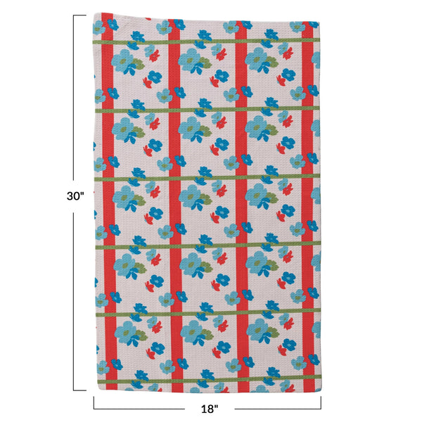 PRINTED MICRO FIBER TEA TOWEL WITH PATTERN FLOWERS
