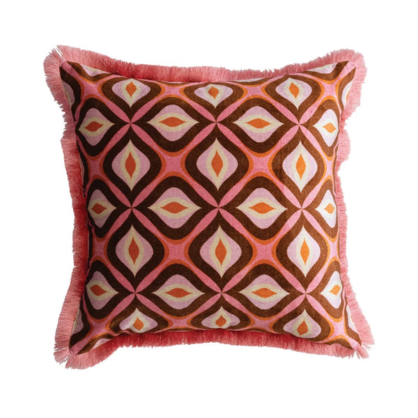 Velvet Printed Pillow W/OGEE PATTERN