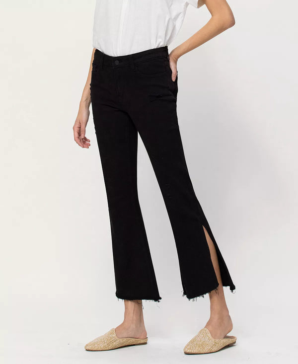 Mid Rise Crop Kick Flare Jeans