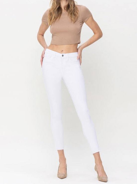 Mid Rise Crop Skinny White