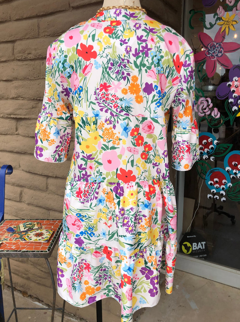 Short Sleeve Tunic Dress Floral